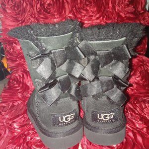 Baby Black Ugg Bailey Bow Boots (Size 7)